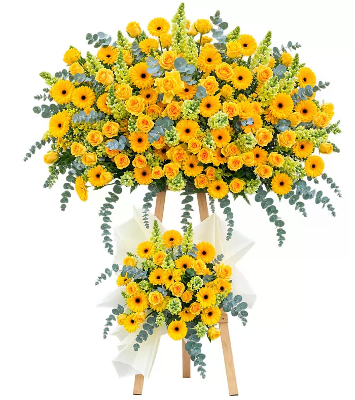 Kệ khai trương vàng dáng ngang