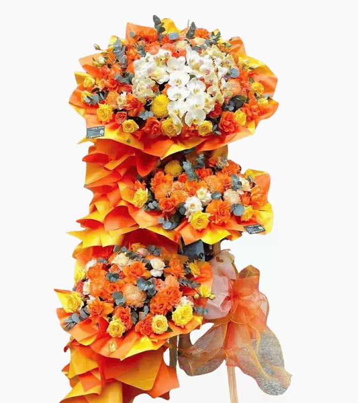 Kệ khai trương cam phối vàng