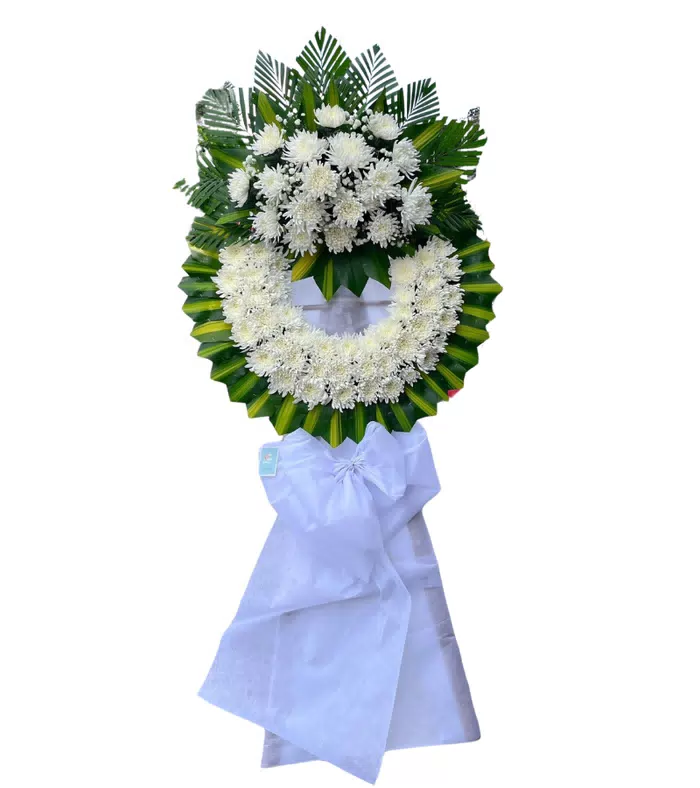 Kệ hoa viếng trắng xanh, hoa cúc trắng
