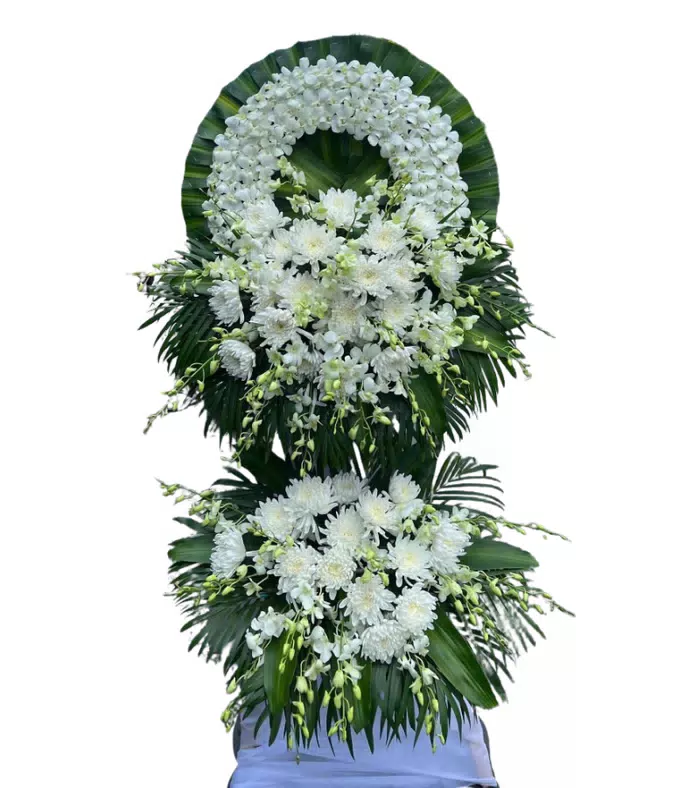 Kệ hoa viếng trắng xanh, hoa cúc trắng