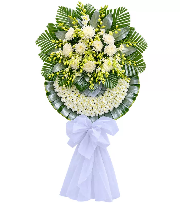 Vòng hoa viếng trắng lá bạc