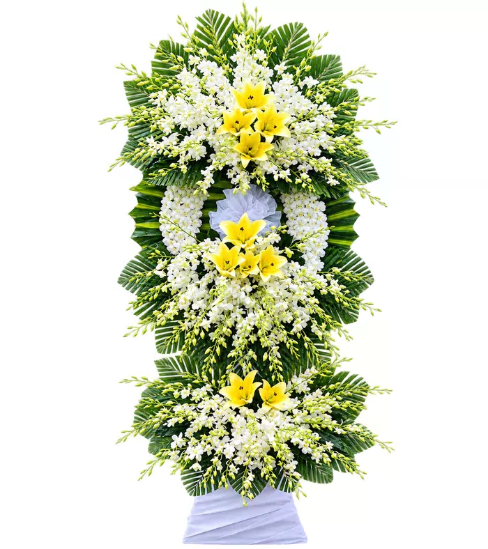 Kệ hoa viếng vàng trắng, vòng viếng trắng