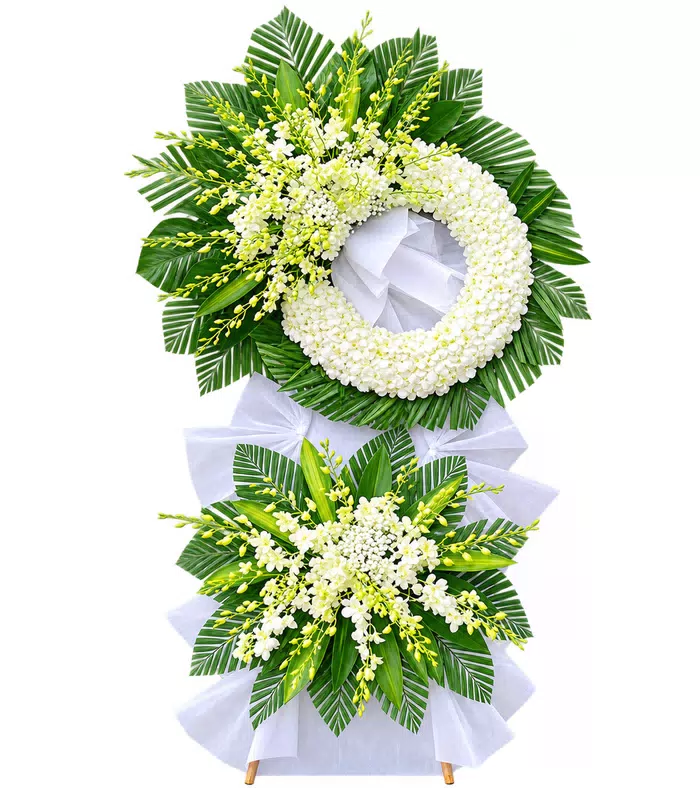 Kệ hoa viếng trắng xanh, vòng viếng trắng