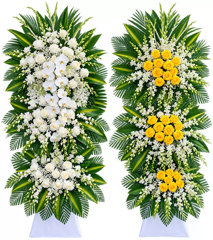Kệ hoa viếng trắng vàng