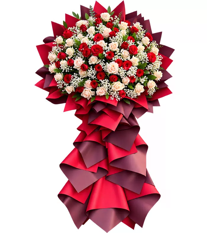 Kệ khai trương hồng đỏ trắng