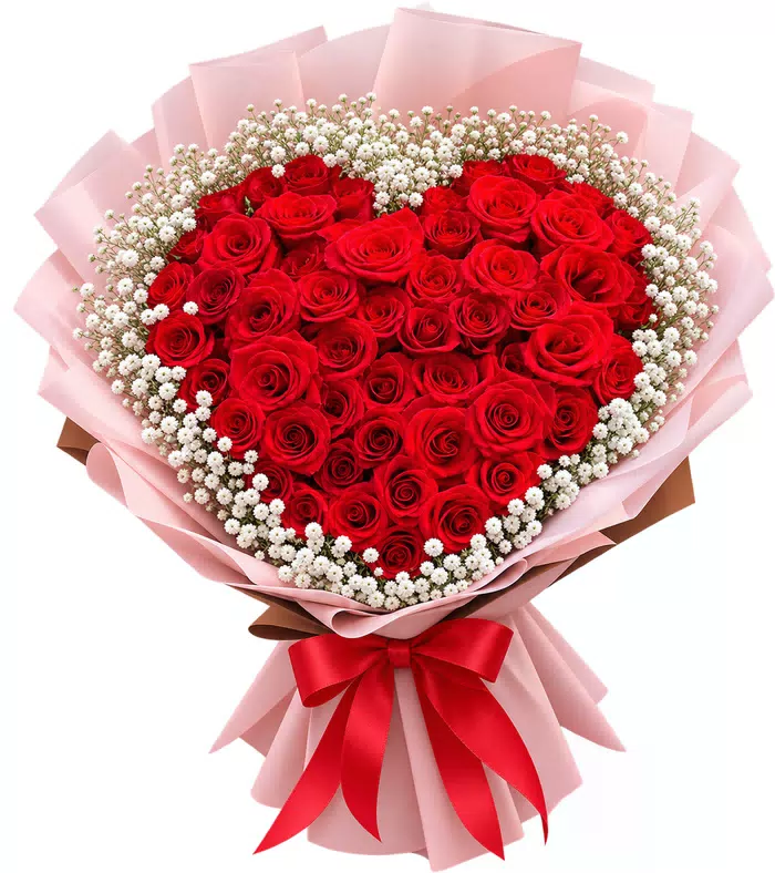 Bó hồng trái tim, giấy hồng
