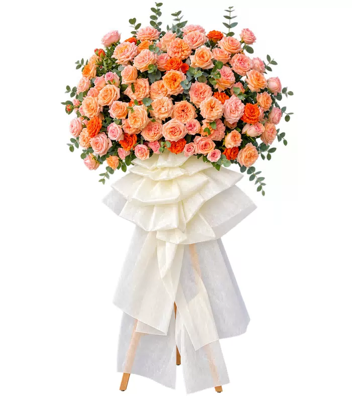 Kệ khai trương hồng cam dáng tròn