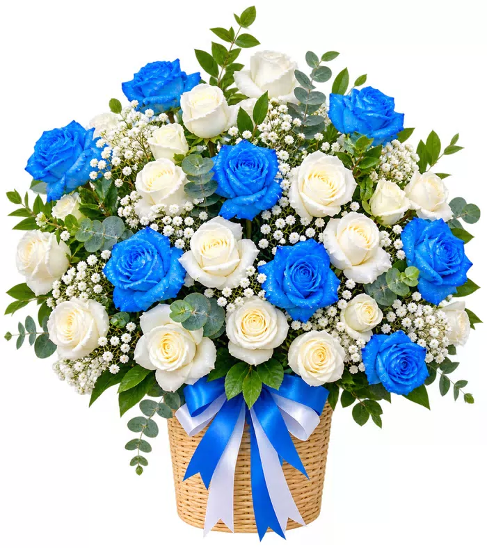 Giỏ hồng xanh trắng