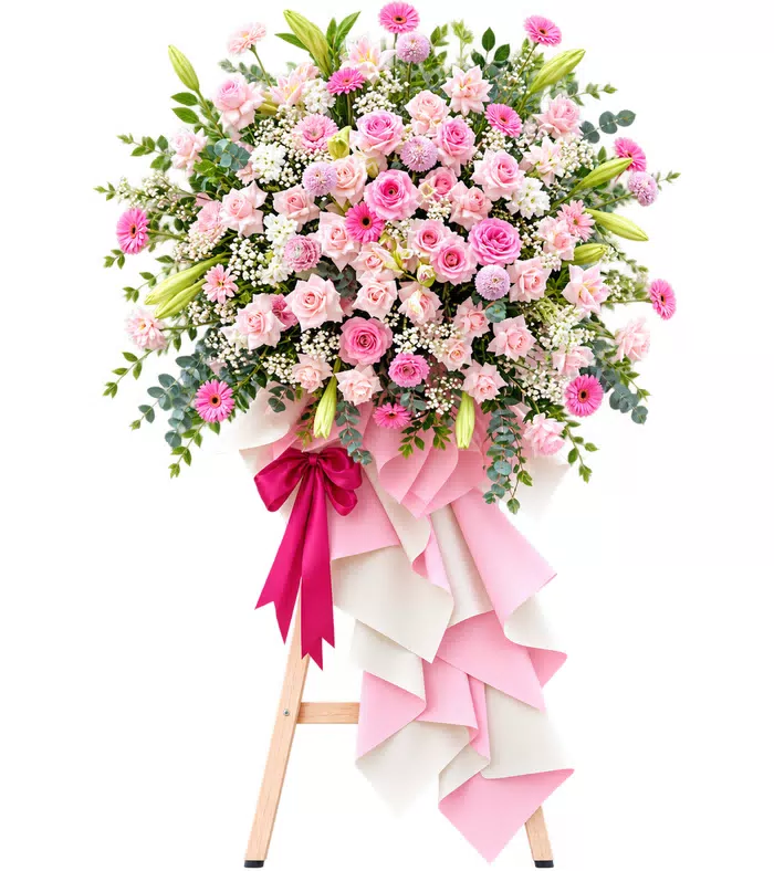 Kệ khai trương hồng phấn dáng dài