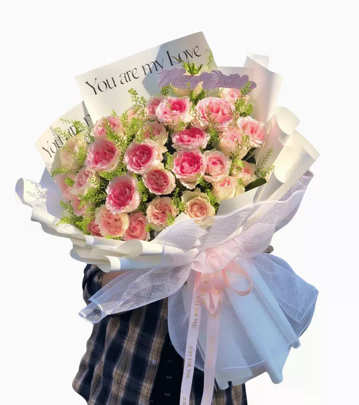 Bó hồng chùm hồng phấn