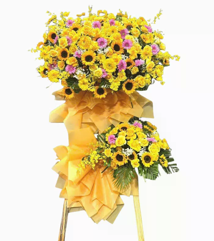 Kệ khai trương vàng phối hồng