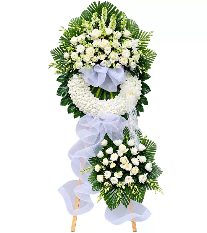 Kệ hoa viếng trắng xanh, vòng viếng trắng