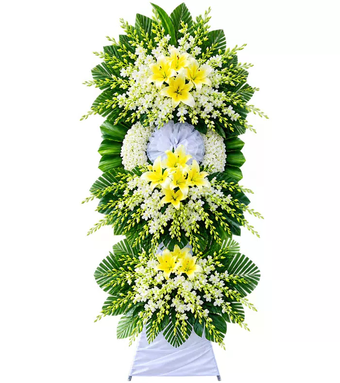 Kệ hoa viếng vàng trắng, vòng viếng trắng