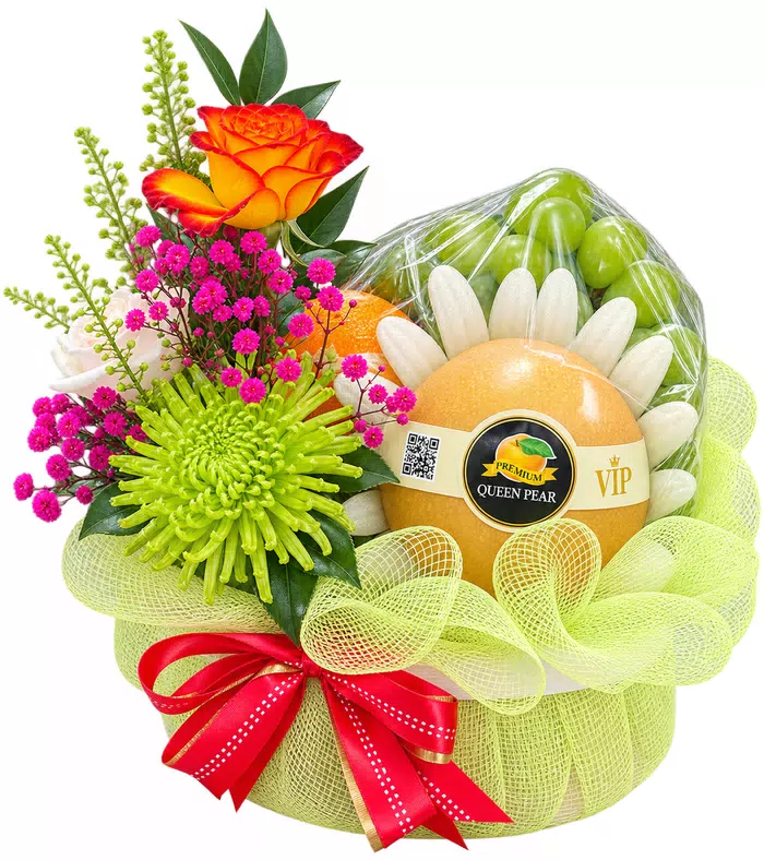 Giỏ trái cây phối hoa