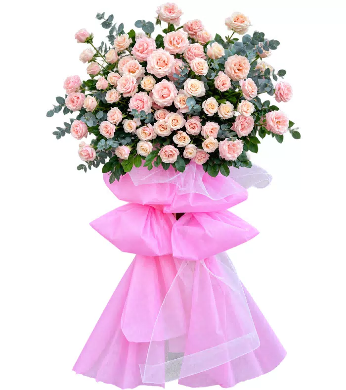 Kệ khai trương hồng phấn dáng tròn