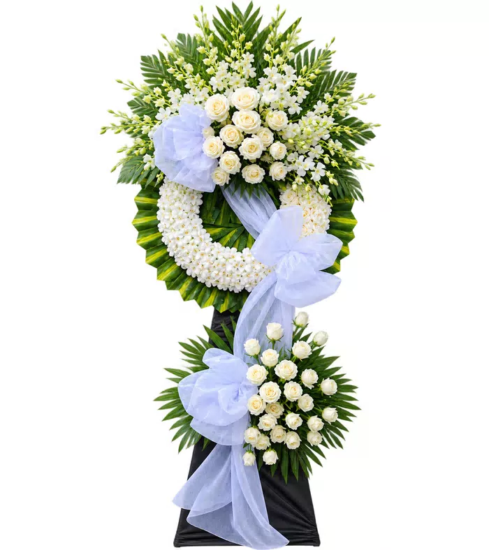 Kệ hoa viếng hồng trắng, vòng viếng trắng