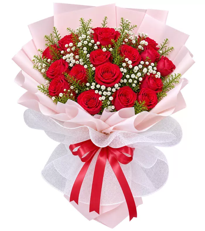 Bó hồng đỏ, giấy hồng trắng