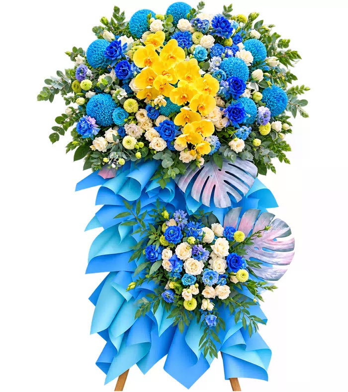 Kệ khai trương xanh lan vàng