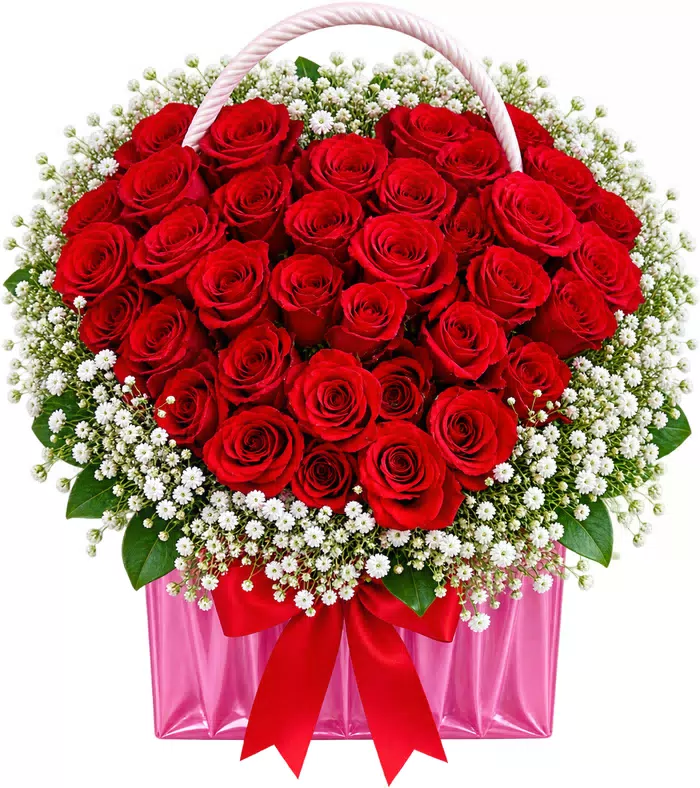 Giỏ hồng đỏ trái tim