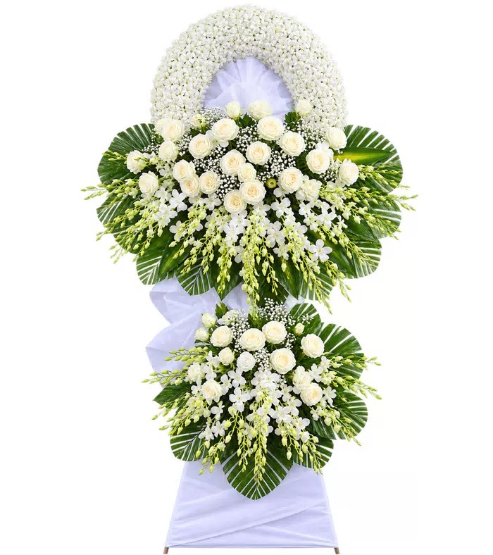 Kệ hoa viếng trắng, vòng viếng sáng màu