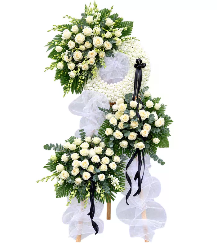 Kệ hoa viếng hồng trắng, vòng viếng trắng
