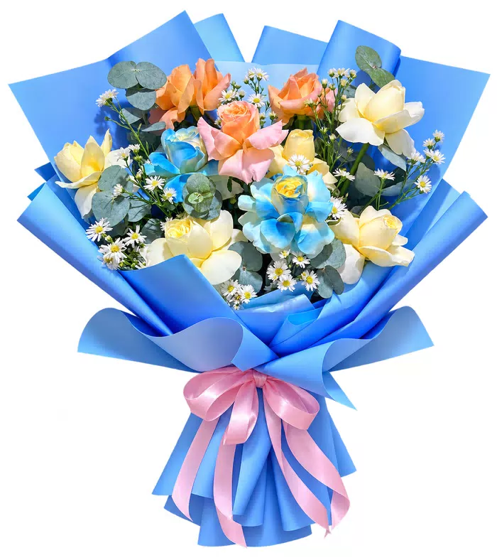 Bó hoa phối xanh vàng