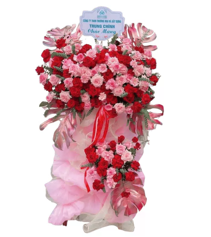 Kệ khai trương hồng phối đỏ