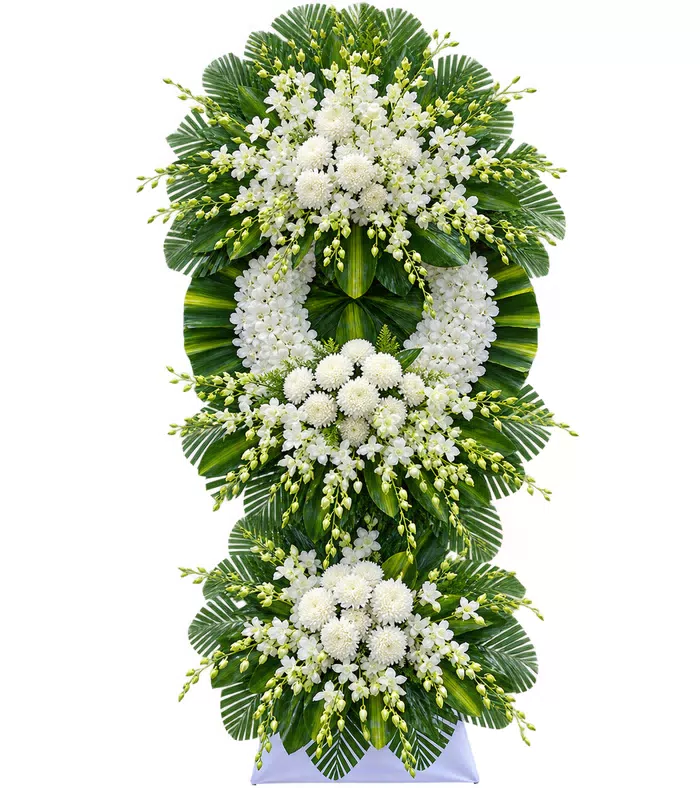 Kệ hoa viếng hồng trắng, vòng viếng tròn