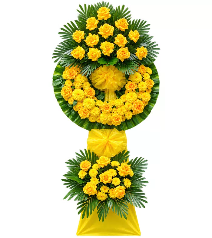Kệ hoa viếng hồng vàng, vòng viếng vàng