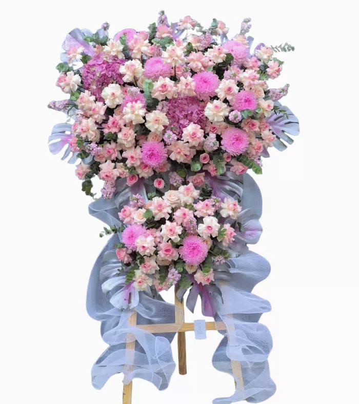 Kệ khai trương hồng phối tím