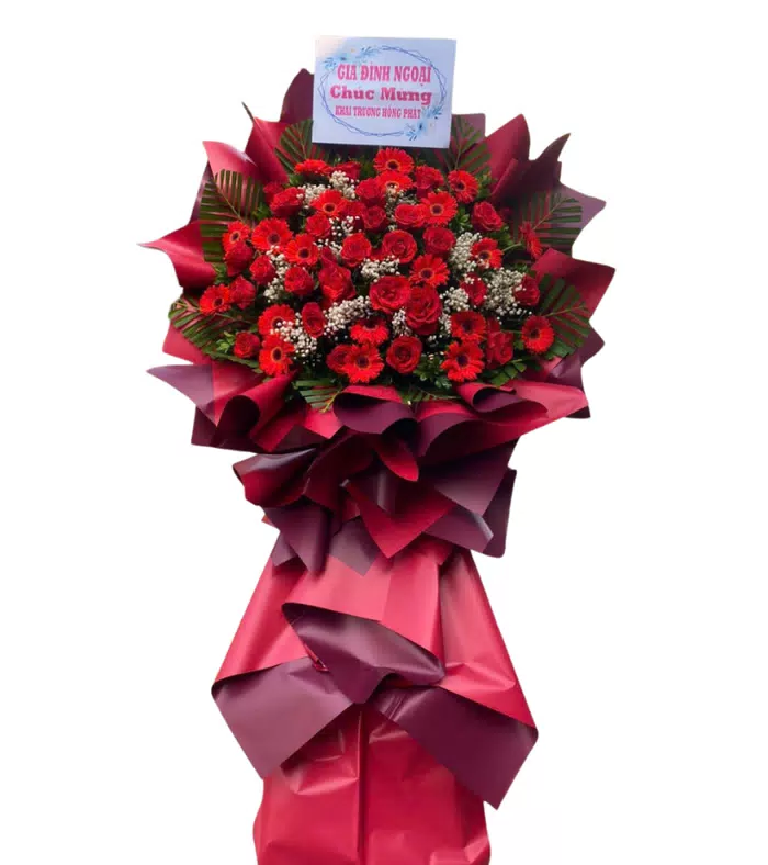 Kệ khai trương đỏ phối hồng