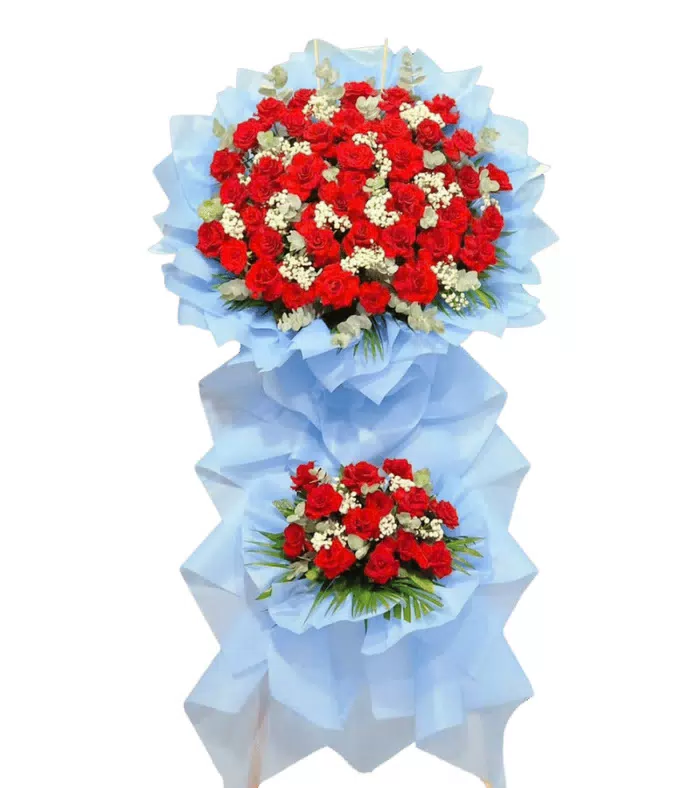 Kệ khai trương đỏ phối trắng