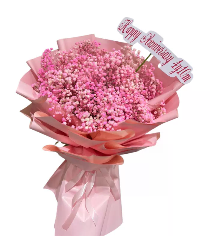 Bó hoa điểm baby hồng