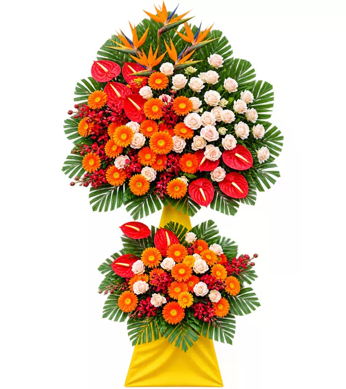 Kệ khai trương đỏ cam thiên điểu