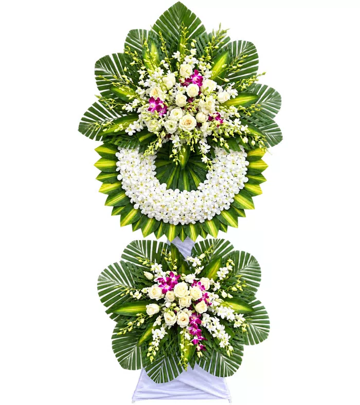 Kệ hoa viếng trắng tím, vòng viếng trắng