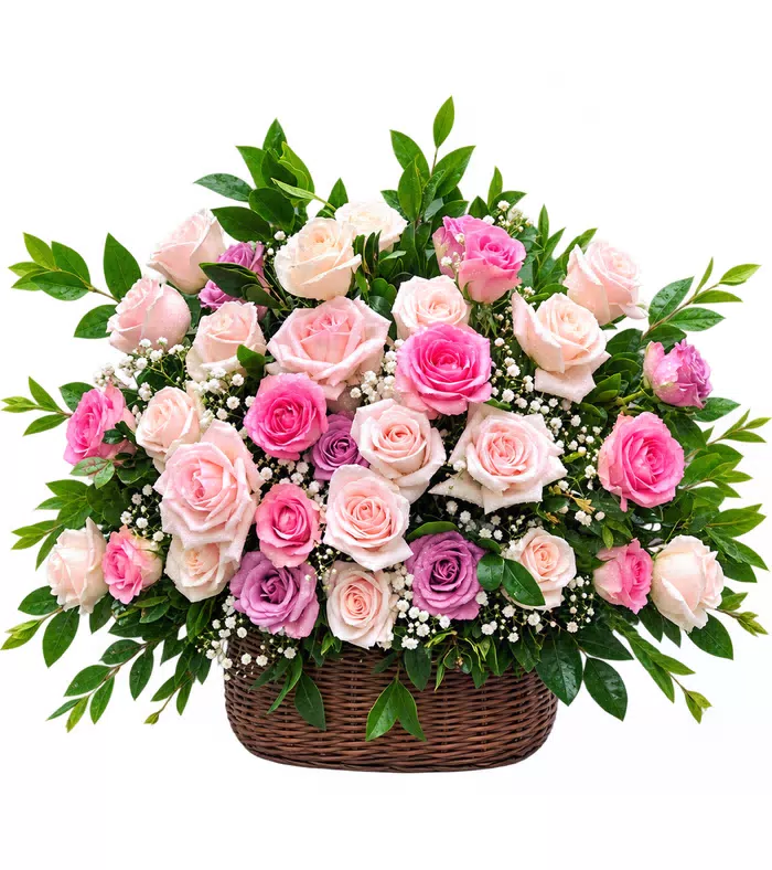 Giỏ hồng phấn phối hồng tím