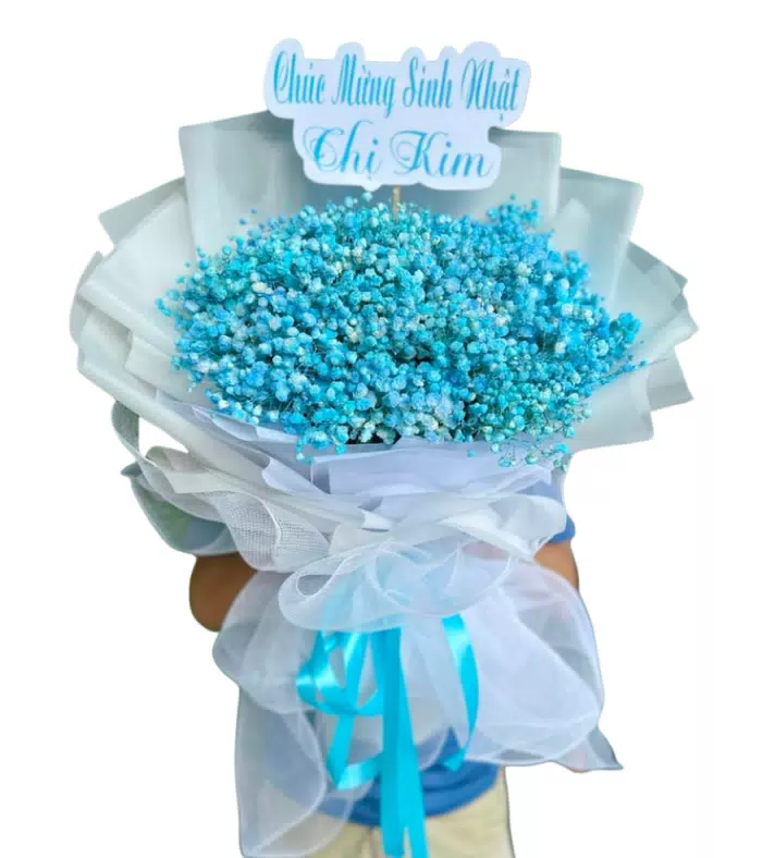 Bó hoa điểm baby sắc xanh dương