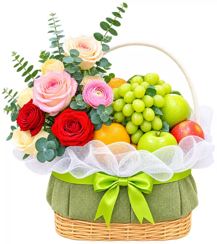Giỏ trái cây hồng phấn đỏ