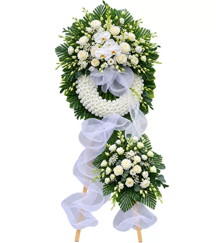 Kệ hoa viếng trắng xanh, vòng viếng trắng