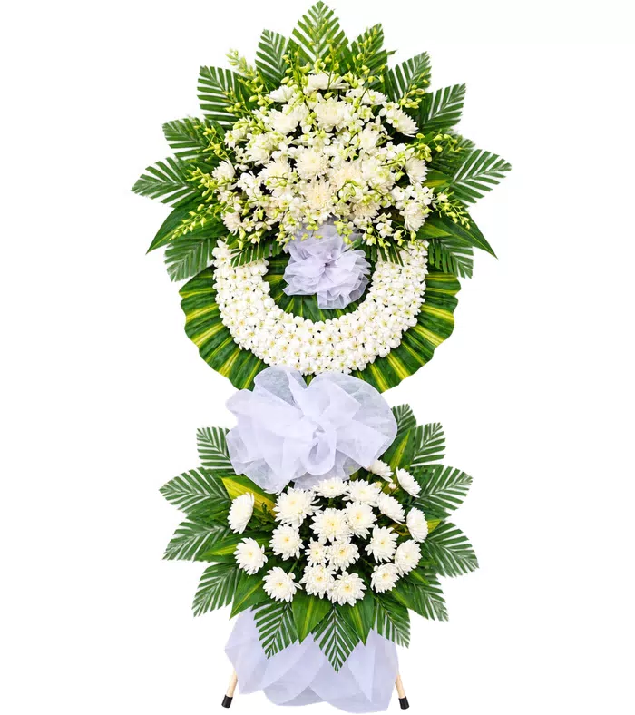 Kệ hoa viếng trắng xanh, vòng viếng trắng