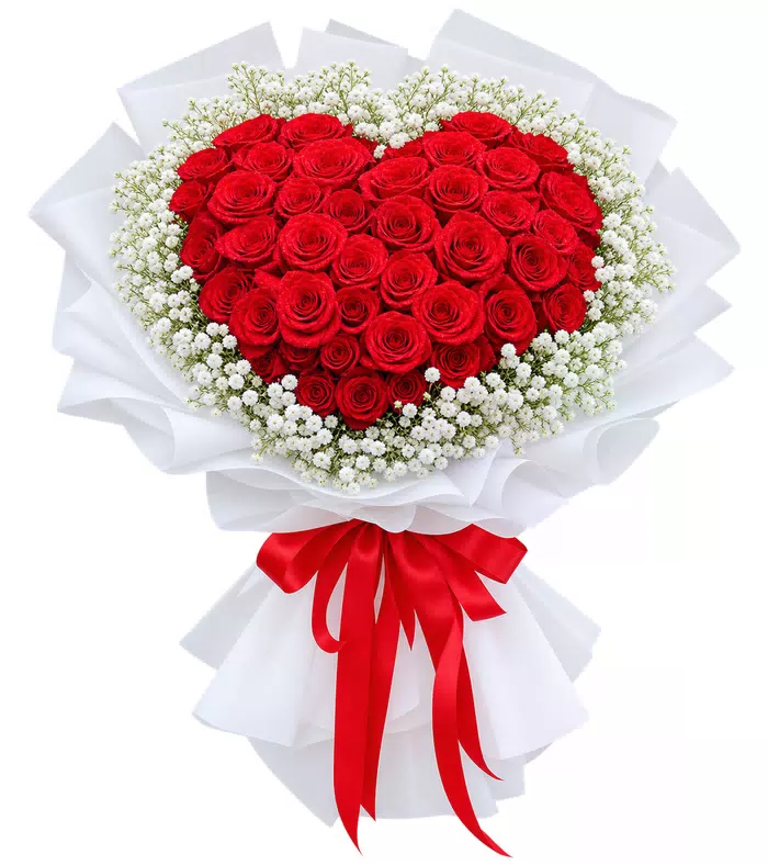 Bó hồng trái tim, giấy trắng