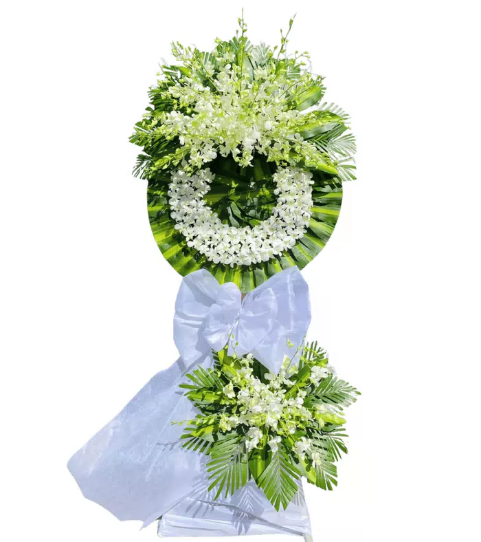 Kệ hoa viếng trắng xanh