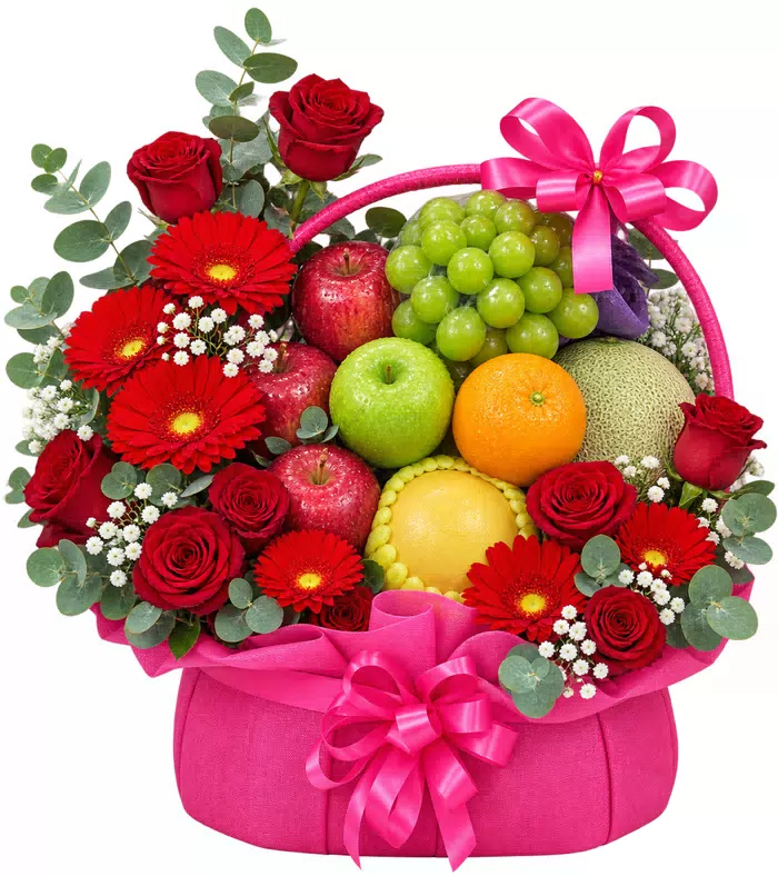 Giỏ trái cây hoa đỏ