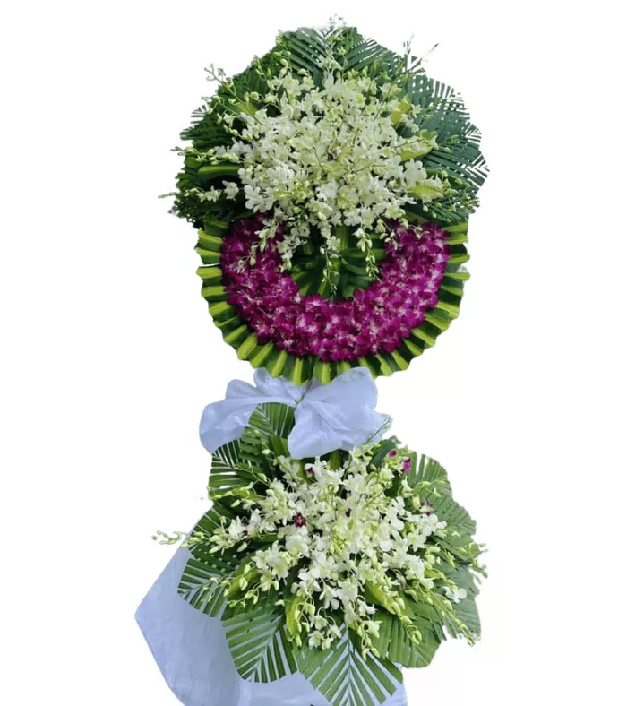 Kệ hoa viếng trắng hồng, hoa cúc trắng