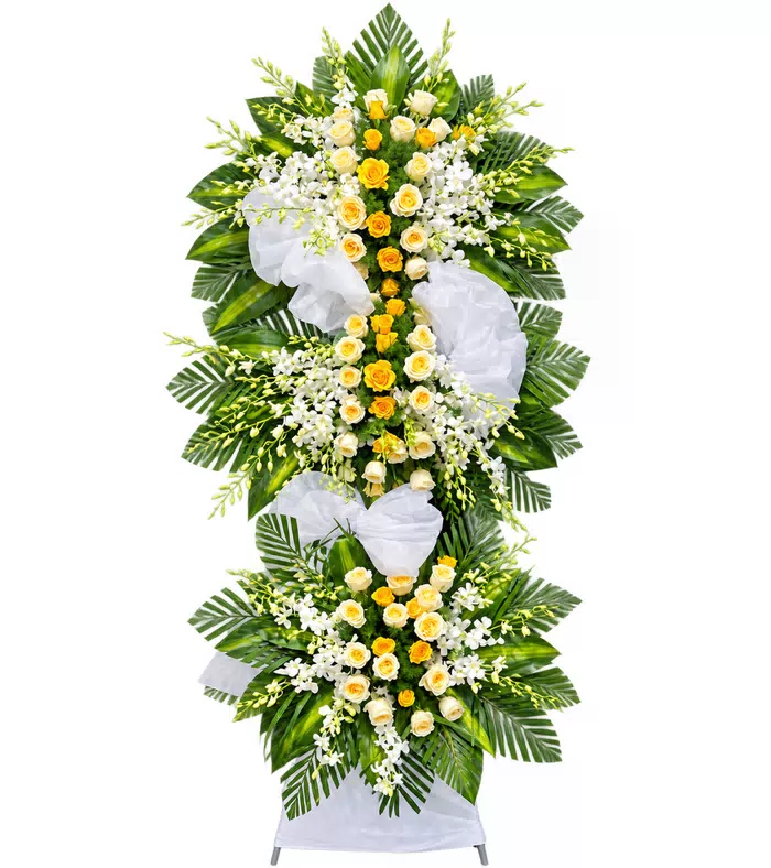 Kệ hoa viếng trắng vàng, vòng viếng trắng
