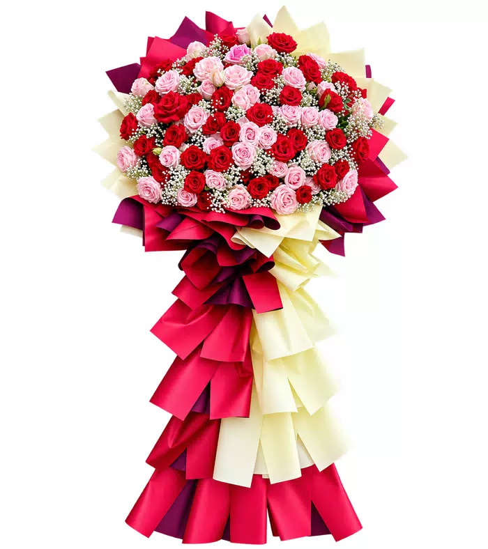 Kệ khai trương hồng đỏ phấn