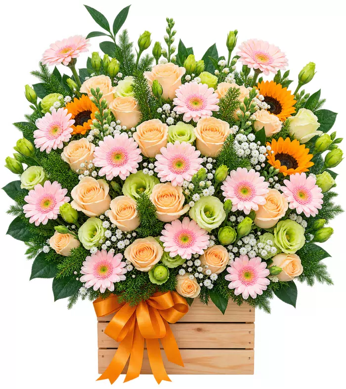 Giỏ hoa hướng dương đồng tiền