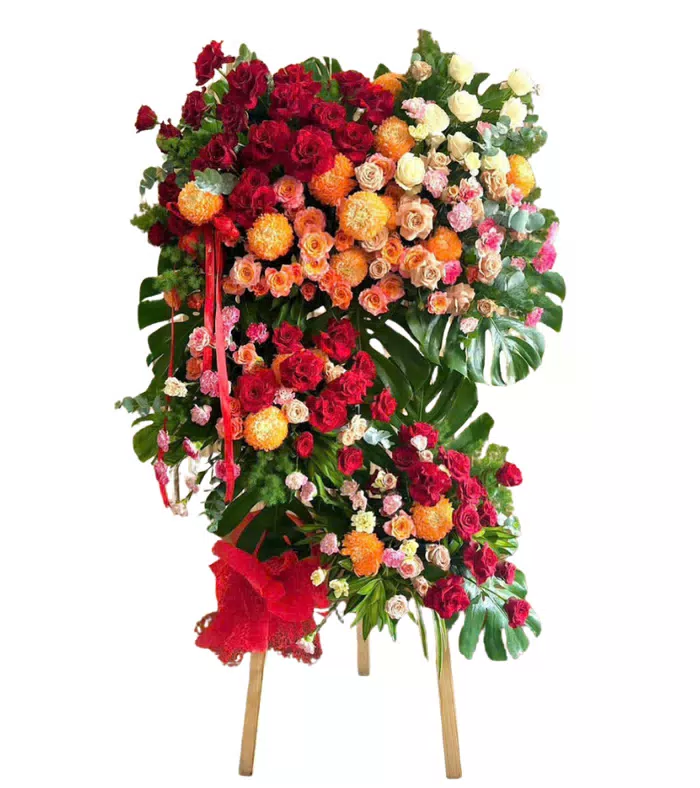 Kệ khai trương khai trương, trắng và xanh lá