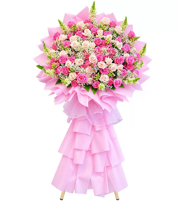 Kệ khai trương hồng phấn, giấy xếp hồng nhạt