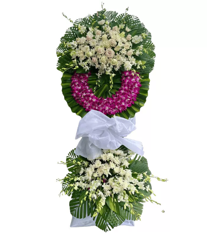 Kệ hoa viếng trắng hồng, hoa cúc trắng